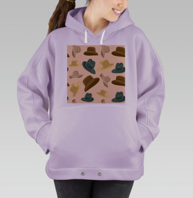 Стильный паттерн с разнообразными шляпами, Hoodie Oversize Fiolet