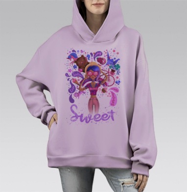 Сладкий, Hoodie Mono Fiolet, оверсайз, утепленная