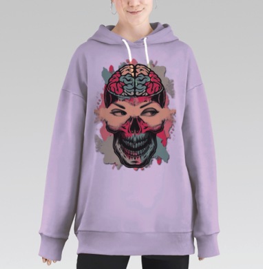 Поп-сюрреалистичный коллаж: жизнь и смерть, Hoodie Long Oversize Fiolet