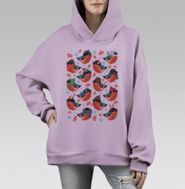 Снегири, Hoodie Mono Fiolet, оверсайз, утепленная