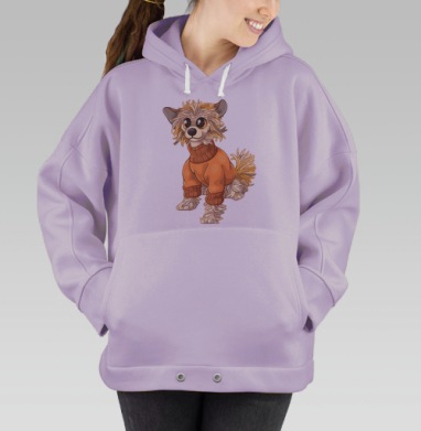 Яркий свитер для собак с высоким воротом, Hoodie Oversize Fiolet