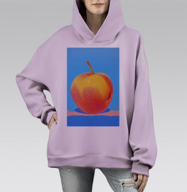 Сочный персик летнее настроение свежесть, Hoodie Mono Fiolet, оверсайз, утепленная