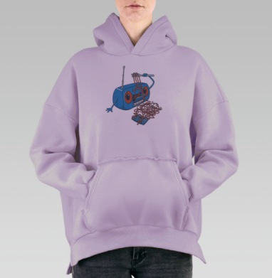 Весёлое радио-«вкусняшка» с кассетной лентой, Hoodie Oversize Fiolet, утепленная