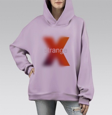 Странная красная буква K с эффектом свечения и размытия, Hoodie Mono Fiolet, оверсайз, утепленная