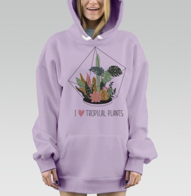 Тропический террариум с тропическими растениями, Hoodie Mjhigh Dig Mel, Fiolet, утепленная