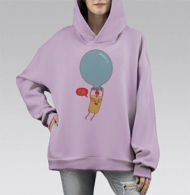 СВЕЧА НА ШАРЕ, Hoodie Mono Fiolet, оверсайз, утепленная