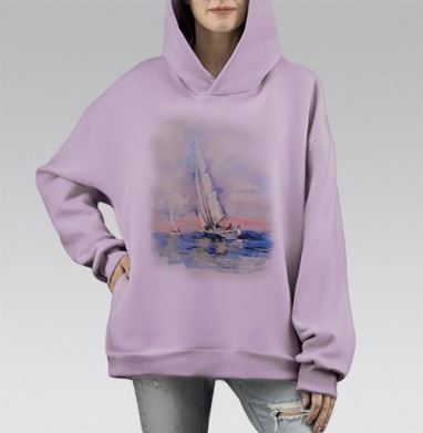 Свежий ветер, Hoodie Mono Fiolet, оверсайз, утепленная