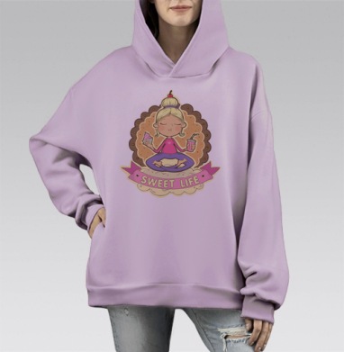Sweet, Hoodie Mono Fiolet, оверсайз, утепленная