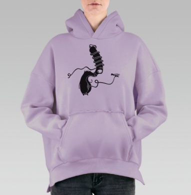 Сюрреалистическое существо с предложением необычного контакта, Hoodie Oversize Fiolet, утепленная