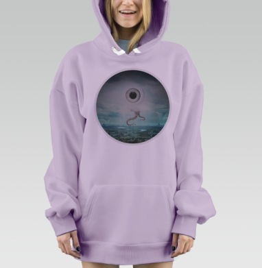 Сюрреалистичный штормовой мегаполис и гигантский глаз монстра, Hoodie Mjhigh Dig Mel, Fiolet, утепленная