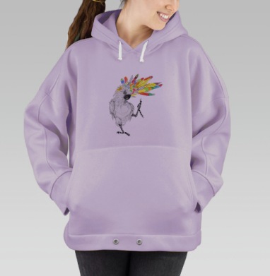 Яркий танцующий какаду с радужным хохолком, Hoodie Oversize Fiolet