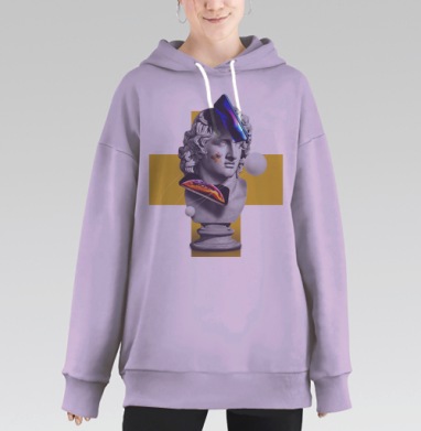 Античный бюст в цифровом потоке современности, Hoodie Long Oversize Fiolet