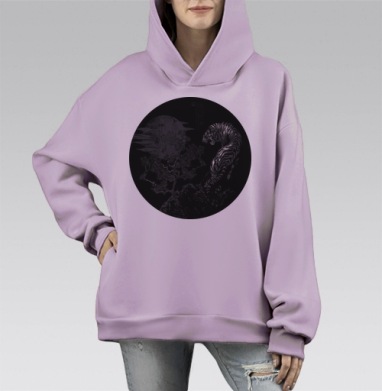 Tiger, Hoodie Mono Fiolet, оверсайз, утепленная