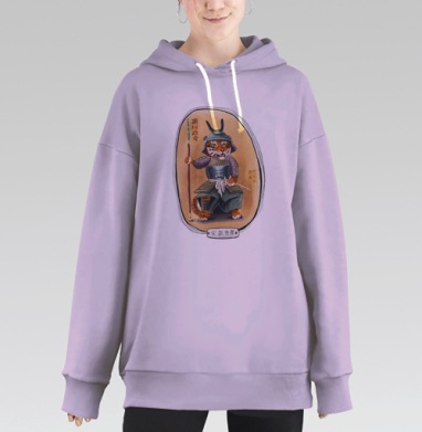 Тигрица-Самурай в стиле Укиё-э – Женская сила и честь, Hoodie Long Oversize Fiolet