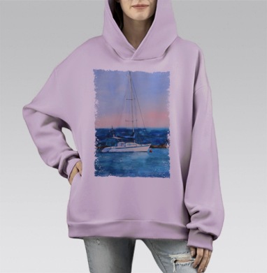 Тихая гавань, Hoodie Mono Fiolet, оверсайз, утепленная