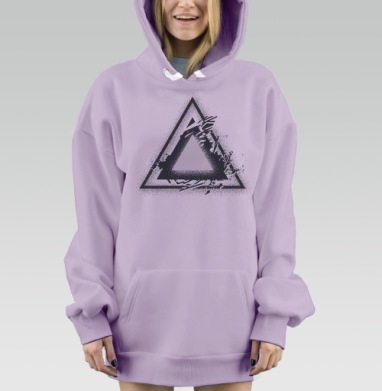 Абстрактный графический постер с треугольником, Hoodie Mjhigh Dig Mel, Fiolet, утепленная
