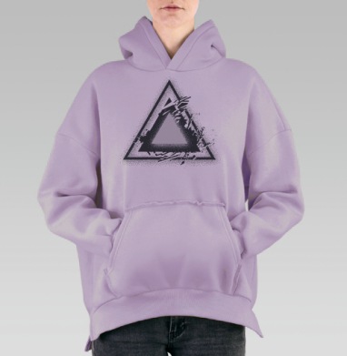 Абстрактный графический постер с треугольником, Hoodie Oversize Fiolet, утепленная
