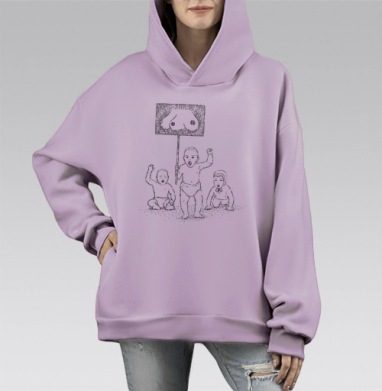 ТРИ, Hoodie Mono Fiolet, оверсайз, утепленная
