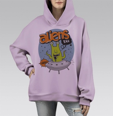 Ufo, Hoodie Mono Fiolet, оверсайз, утепленная