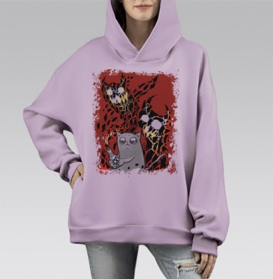 Упс, Hoodie Mono Fiolet, оверсайз, утепленная
