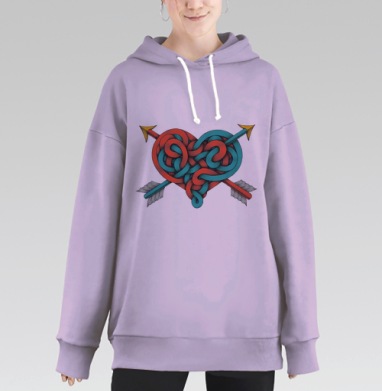 Кельтское сердце с переплетёнными стрелами любви, Hoodie Long Oversize Fiolet
