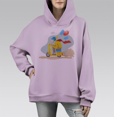 В погоне за счастьем, Hoodie Mono Fiolet, оверсайз, утепленная