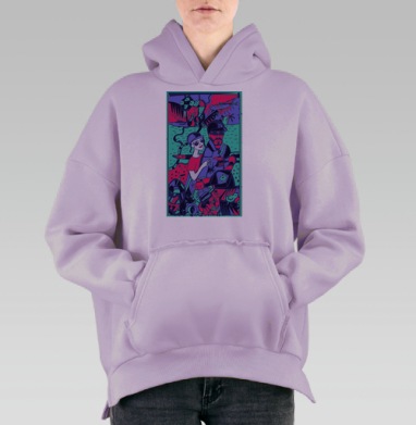 В приключение, Hoodie Oversize Fiolet, утепленная