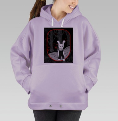 Зловещий кролик в мрачном лесу, Hoodie Oversize Fiolet