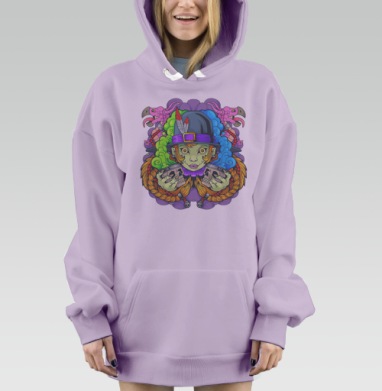 Яркая ведьма с магическими черепами в дыму, Hoodie Mjhigh Dig Mel, Fiolet, утепленная