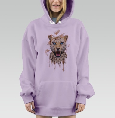 Яростный Леопард с Ледяным Взглядом, Hoodie Mjhigh Dig Mel, Fiolet, утепленная