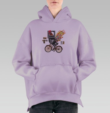 Велоретропетух, Hoodie Oversize Fiolet, утепленная