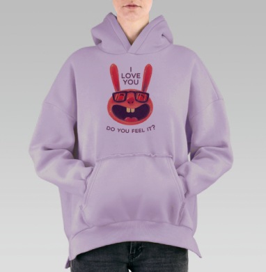 Влюбленный зая, Hoodie Oversize Fiolet, утепленная