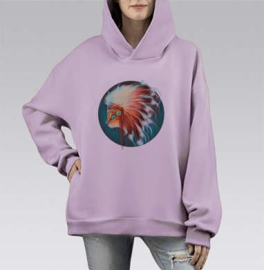 Вождь красношерстных, Hoodie Mono Fiolet, оверсайз, утепленная
