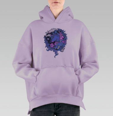 Волшебный единорог, Hoodie Oversize Fiolet, утепленная