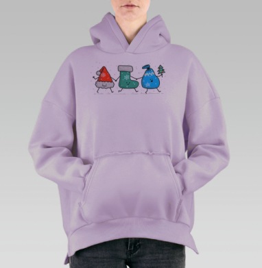 Веселое рождественское шествие друзей, Hoodie Oversize Fiolet, утепленная