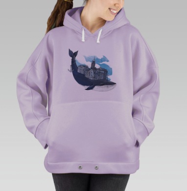 Whale city, Hoodie Oversize Fiolet