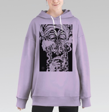 Мистическая маска интроспекции и медитации, Hoodie Long Oversize Fiolet