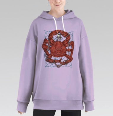 Морской краб в канатах со штурвалом, Hoodie Long Oversize Fiolet