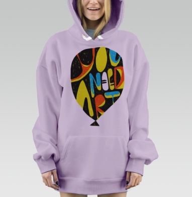 Яркое граффити с посланием «You Need Art», Hoodie Mjhigh Dig Mel, Fiolet, утепленная