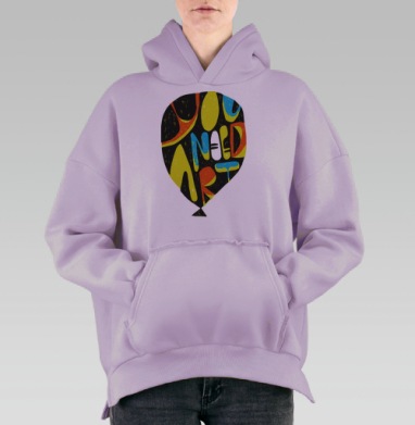 Яркое граффити с посланием «You Need Art», Hoodie Oversize Fiolet, утепленная