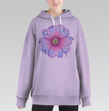 Цветок с пирсингом – контраст природы и бунта, Hoodie Long Oversize Fiolet