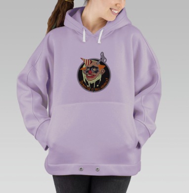 Жуткий Клоун с Заводным Ключом и Улыбкой, Hoodie Oversize Fiolet