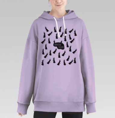 Заи́чатки разума: абстрактный арт с кроликами, Hoodie Long Oversize Fiolet