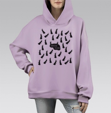 Заи́чатки разума: абстрактный арт с кроликами, Hoodie Mono Fiolet, оверсайз, утепленная