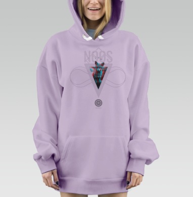 NOOS Лиса с мистическим 3D эффектом и символами, Hoodie Mjhigh Dig Mel, Fiolet, утепленная