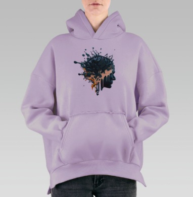 Абстрактная голова мозг эмоции внутренний мир, Hoodie Oversize Fiolet, утепленная