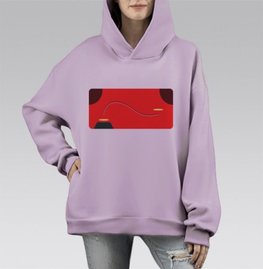 Абстрактное движение с ярко красным фоном и точками, Hoodie Mono Fiolet, оверсайз, утепленная