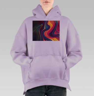 Абстрактное смешение красок с течением в ярких оттенках, Hoodie Oversize Fiolet, утепленная