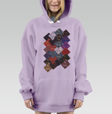 Абстрактные динамичные узоры с разноцветными волнами и каплями абстрактные динамичные узоры, Hoodie Mjhigh Dig Mel, Fiolet, утепленная