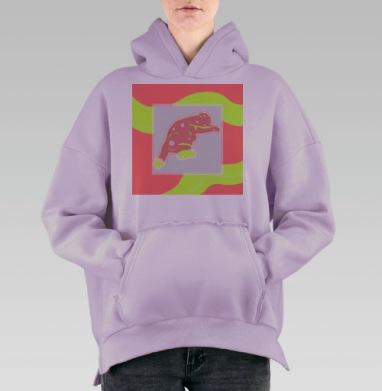 Абстрактный кот с пятнами на светлом фоне абстрактный котик, Hoodie Oversize Fiolet, утепленная